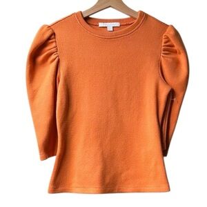 Johnathan Simkhai Orange Recycled Ribbed Puff 3/4 Sleeve Knit Sweater Top Sz S